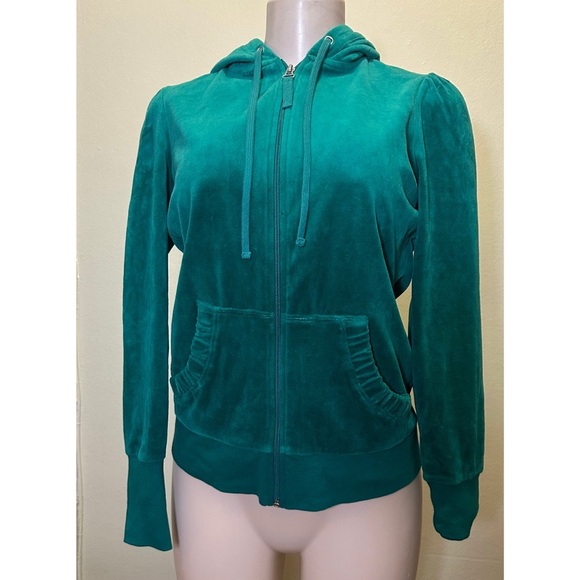 NWT Sideways Satin Lined Zip Front Velvet Hoodie with Kangaroo Pockets. - Picture 1 of 8